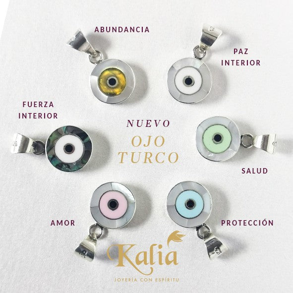 OJITO TURCO verde en madreperla y Plata ley .925