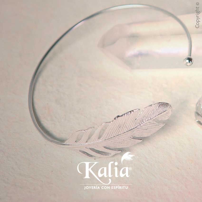 Bangle de Pluma Plata Ley 925 y oro