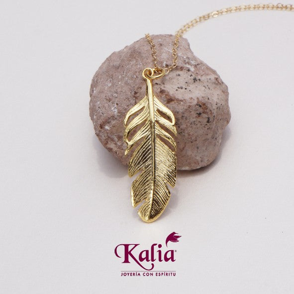 Dije de Pluma en Plata Ley 925 y oro