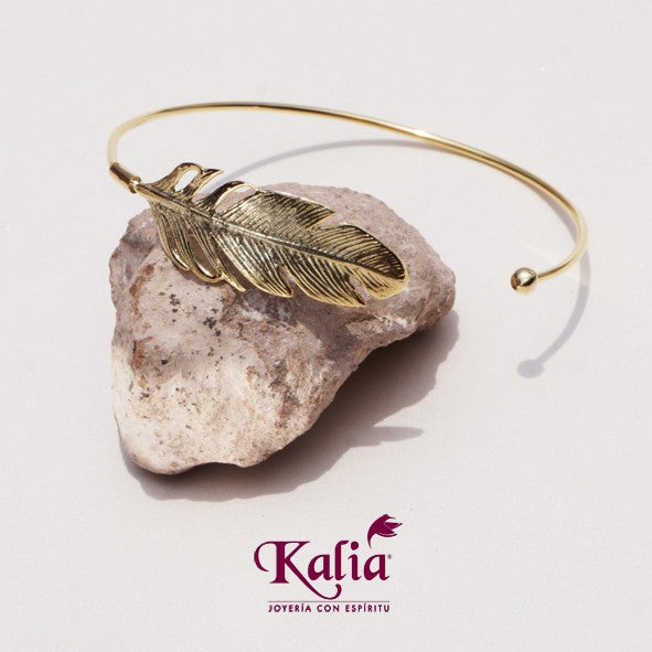 Bangle de Pluma Plata Ley 925 y oro