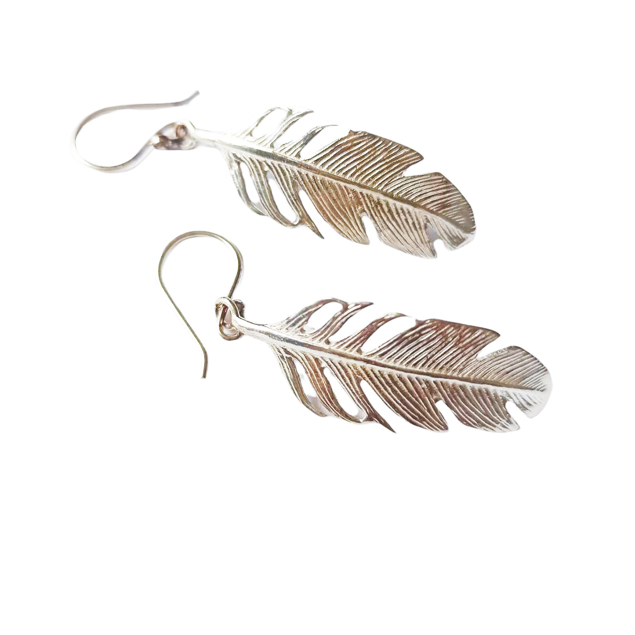 Aretes de Pluma en Plata Ley 925 y oro