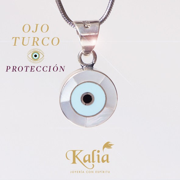 OJITO TURCO azul en madreperla y Plata ley .925
