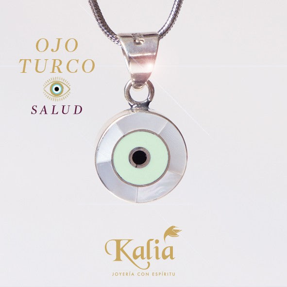 OJITO TURCO verde en madreperla  y Plata ley .925