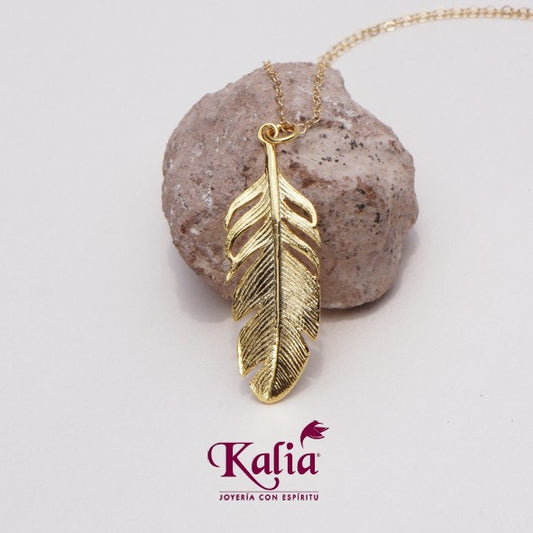 Dije de Pluma en Plata Ley 925 y oro